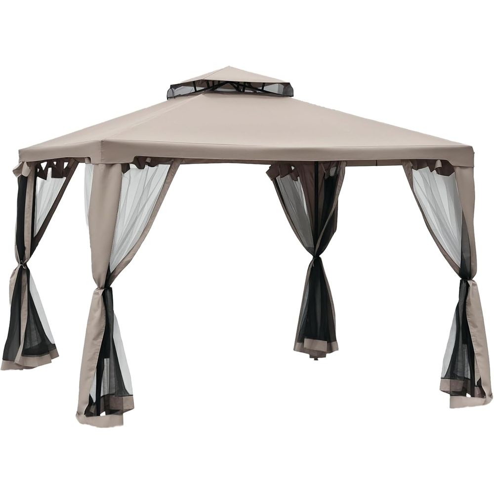 Outdoor Furniture Sofa - 9.6' x 9.6' Patio Gazebo, Outdoor